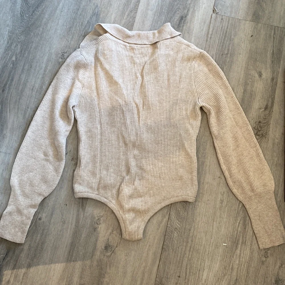 Nanushka Beige Ribbed Bodysuit - Picture 2 of 2